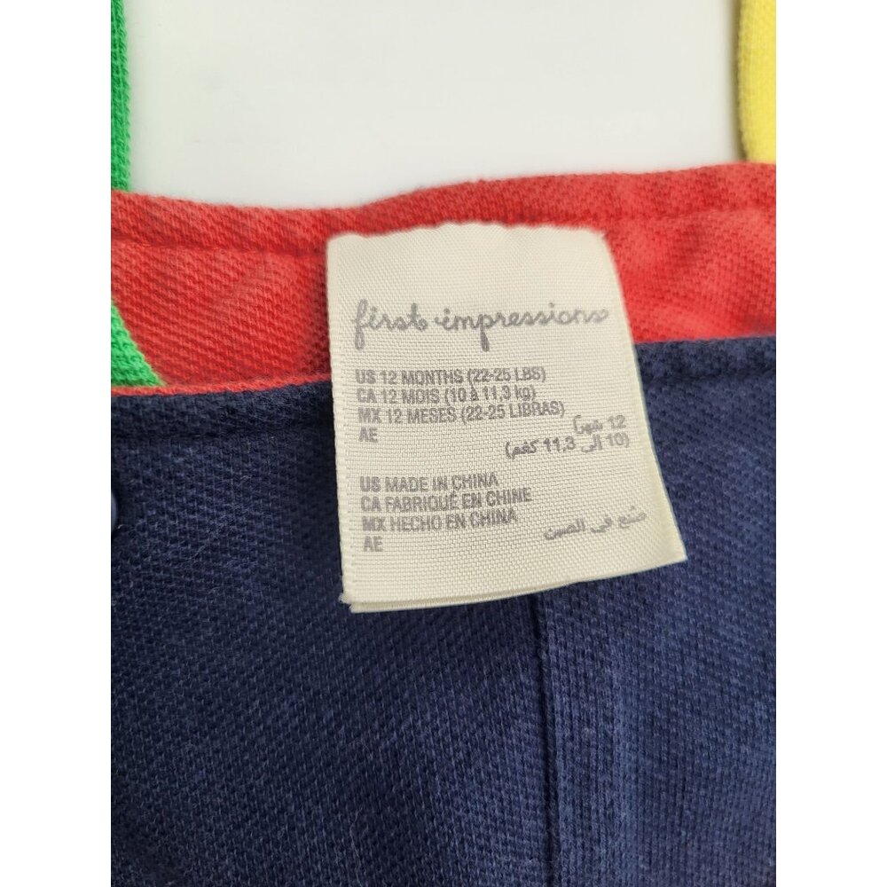 VTG FIRST IMPRESSIONS Baby 12M Primary Colors Romper One Piece Jumper Overalls - Picture 3 of 7